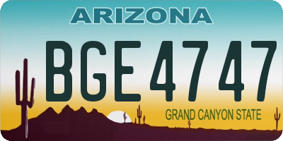AZ license plate BGE4747