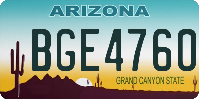 AZ license plate BGE4760