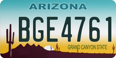 AZ license plate BGE4761