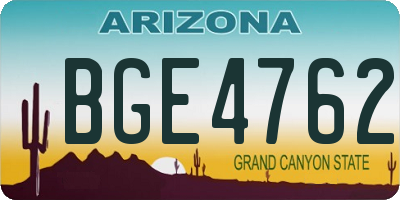 AZ license plate BGE4762