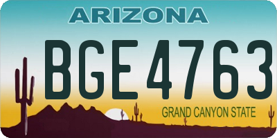 AZ license plate BGE4763
