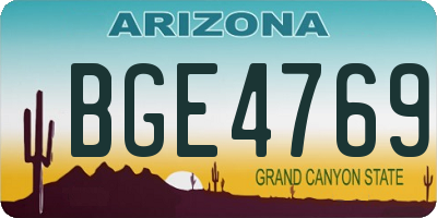 AZ license plate BGE4769