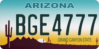 AZ license plate BGE4777