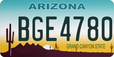 AZ license plate BGE4780