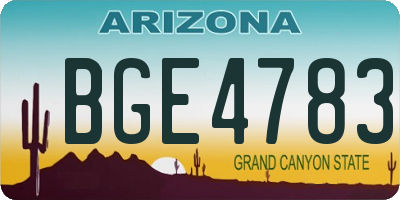 AZ license plate BGE4783
