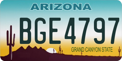 AZ license plate BGE4797