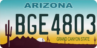 AZ license plate BGE4803