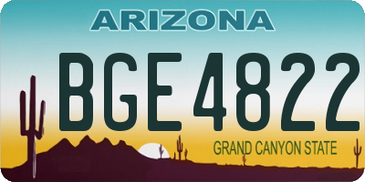 AZ license plate BGE4822