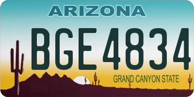 AZ license plate BGE4834