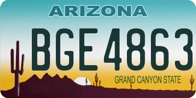 AZ license plate BGE4863