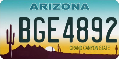 AZ license plate BGE4892