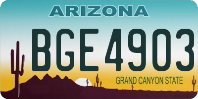 AZ license plate BGE4903