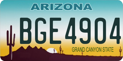 AZ license plate BGE4904