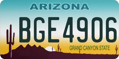 AZ license plate BGE4906