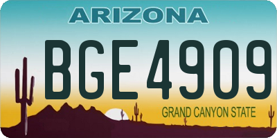 AZ license plate BGE4909