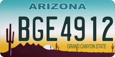 AZ license plate BGE4912