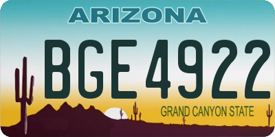 AZ license plate BGE4922