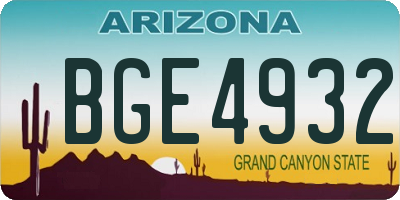 AZ license plate BGE4932