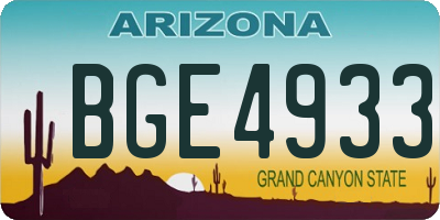 AZ license plate BGE4933