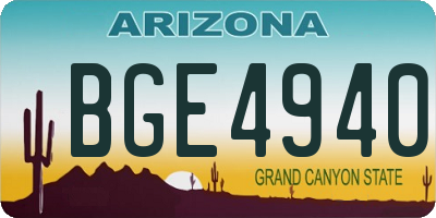 AZ license plate BGE4940