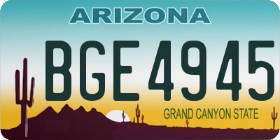 AZ license plate BGE4945