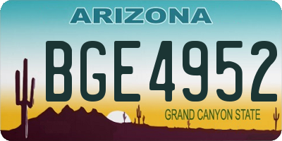 AZ license plate BGE4952