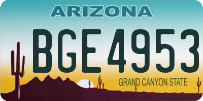 AZ license plate BGE4953