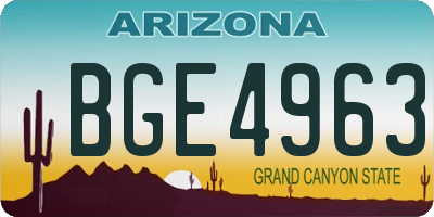 AZ license plate BGE4963