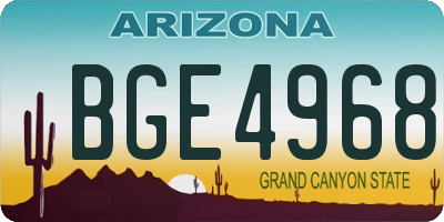 AZ license plate BGE4968