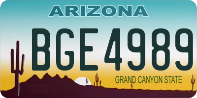 AZ license plate BGE4989