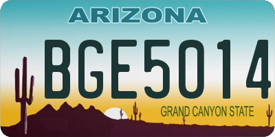 AZ license plate BGE5014