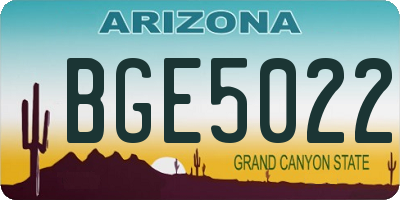 AZ license plate BGE5022