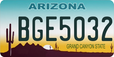 AZ license plate BGE5032