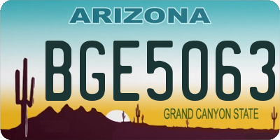 AZ license plate BGE5063