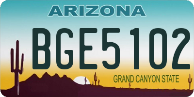 AZ license plate BGE5102