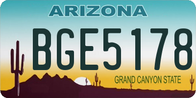 AZ license plate BGE5178