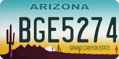 AZ license plate BGE5274