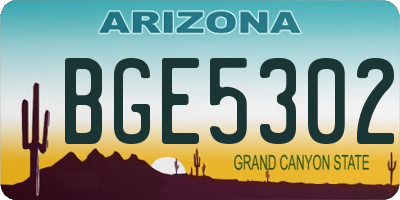 AZ license plate BGE5302