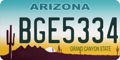 AZ license plate BGE5334