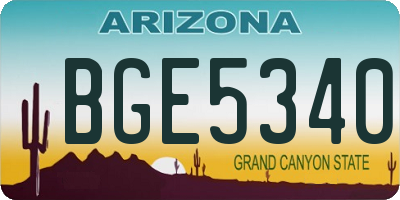 AZ license plate BGE5340