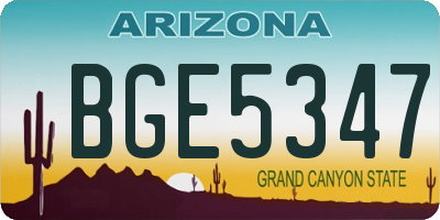 AZ license plate BGE5347