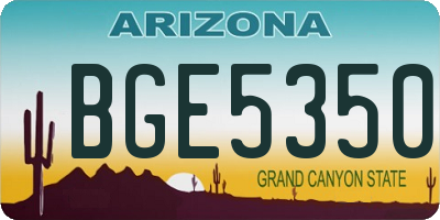 AZ license plate BGE5350