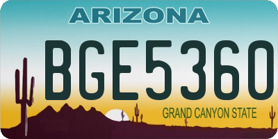 AZ license plate BGE5360