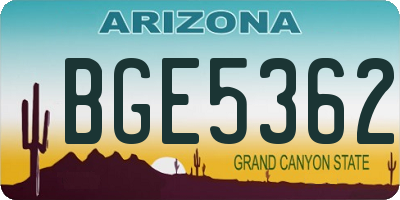 AZ license plate BGE5362