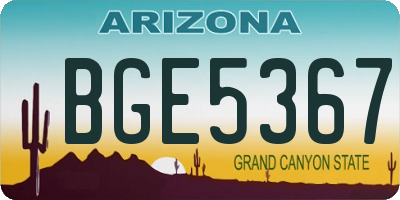 AZ license plate BGE5367