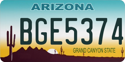 AZ license plate BGE5374