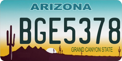 AZ license plate BGE5378