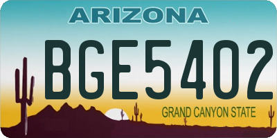AZ license plate BGE5402