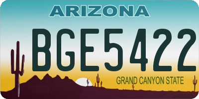 AZ license plate BGE5422