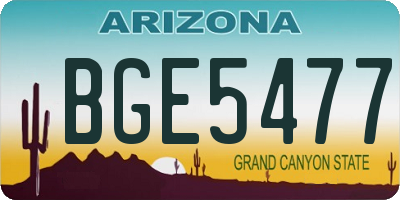 AZ license plate BGE5477